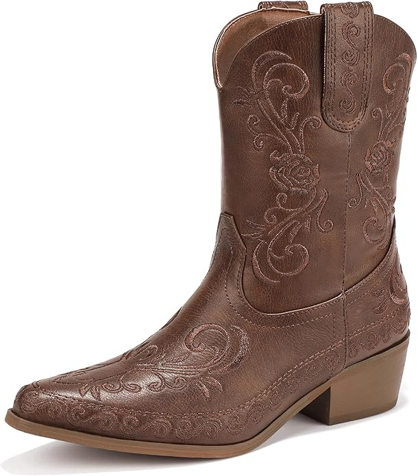IDIFU IN2 Cowboy Boots for Women Cowgirl Western Ankle Boots Embroidered Stitched Pointed Toe Sho... | Amazon (US)