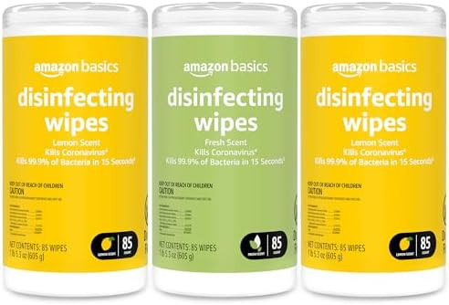 Amazon Basics Disinfecting Wipes, Lemon & Fresh Scent, Sanitizes/Cleans/Disinfects/Deodorizes, 25... | Amazon (US)