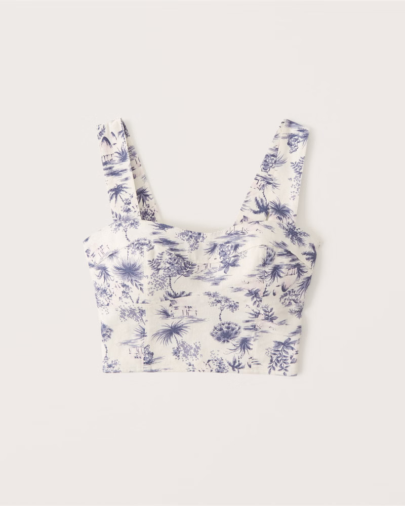 Women's Linen-Blend Corset Top | Women's Matching Sets | Abercrombie.com | Abercrombie & Fitch (US)