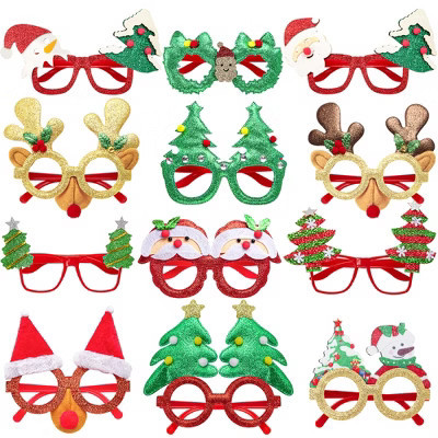 Joyfy 12-Pack Christmas Glitter Glasses – Festive Photo Booth Eyewear for Parties (One Size Fits All) | Target