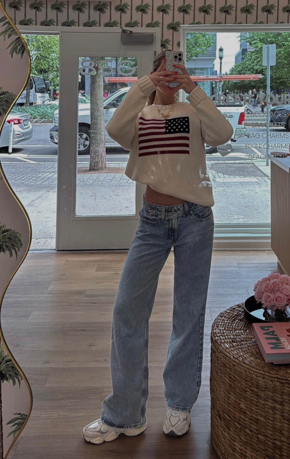 American flag sweater, Levi’s, new balance sneakers 🇺🇸

#LTKStyleTip #LTKTravel #LTKSeasonal