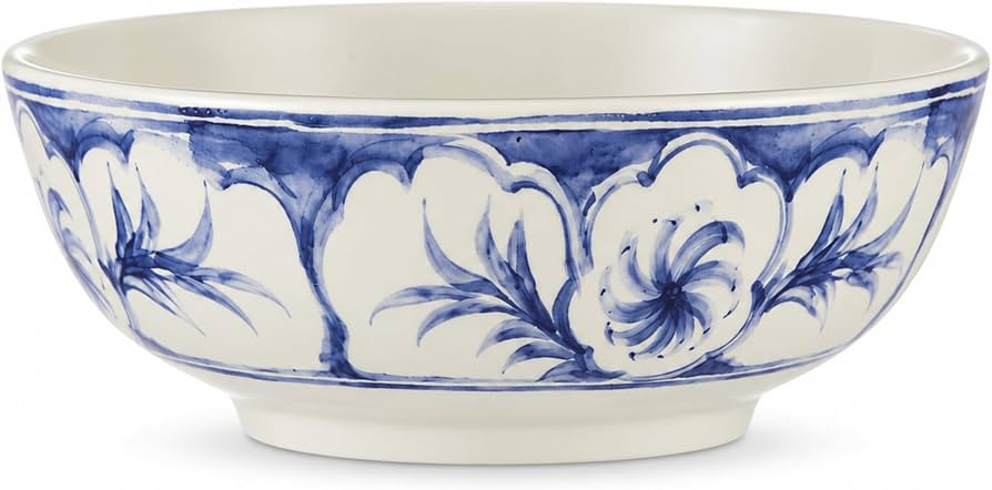 Blue and White Chinoiserie Bowl 10In Hand Painted Stoneware Decorative Vase | Amazon (US)