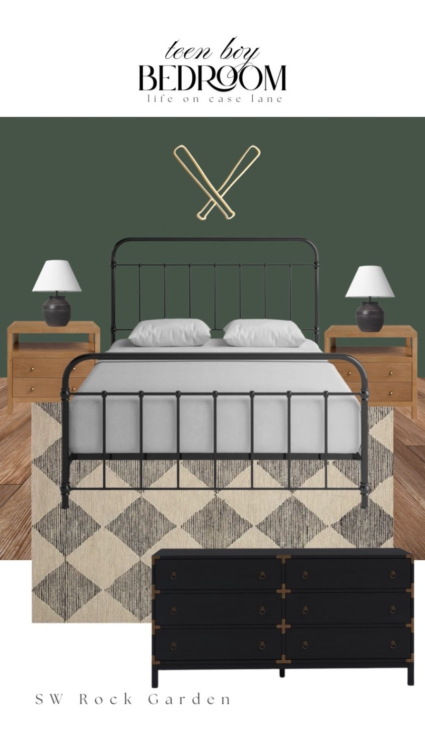 Teen boy bedroom - tween bedroom, bedroom mood board 

Iron framed bed, rug, neutral rug, nightstand, dresser, baseball decor, lamp 

#LTKFamily #LTKHome #LTKKids