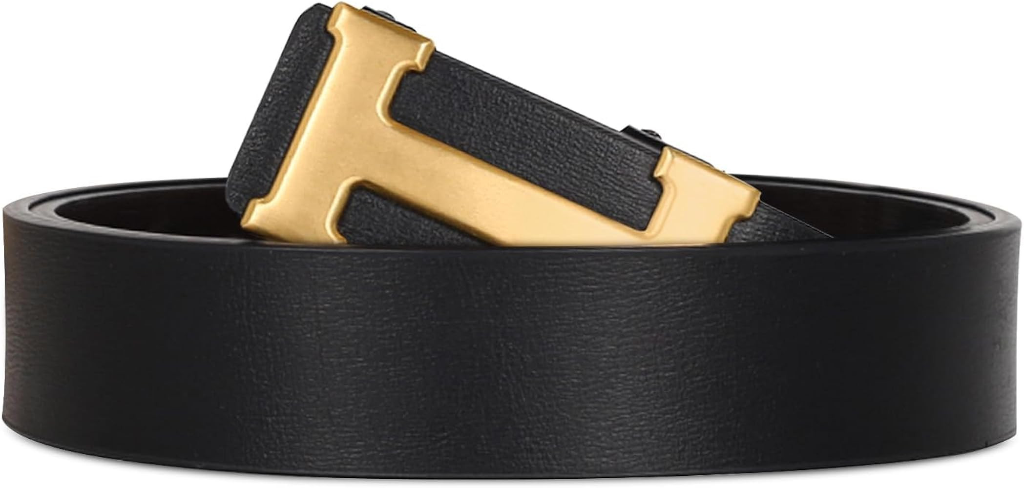 Men&Womens Leather Dress Belt Business Automatic Buckle Belt Color-Black Silver Gold | Amazon (US)