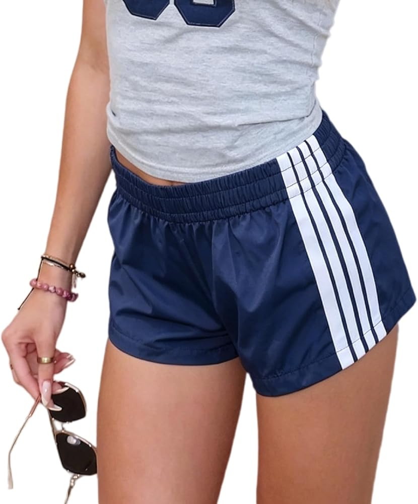 UAURORAO Women Striped Athletic Shorts Elastic Waist Side Stripes Casual Track Shorts Loose Patch... | Amazon (US)