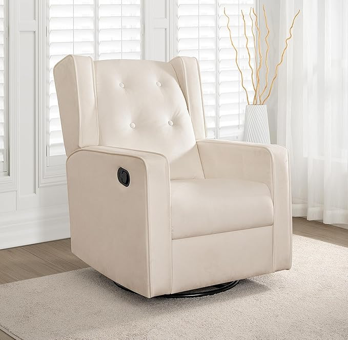 Naomi Home Odelia Swivel Rocker Recliner Glider, Cream - Ergonomic Nursing Chair with Footrest fo... | Amazon (US)