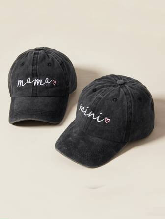 2pcs Parent-Toddler Kids Letter Embroidered Casual Baseball Cap, For Daily Life | SHEIN