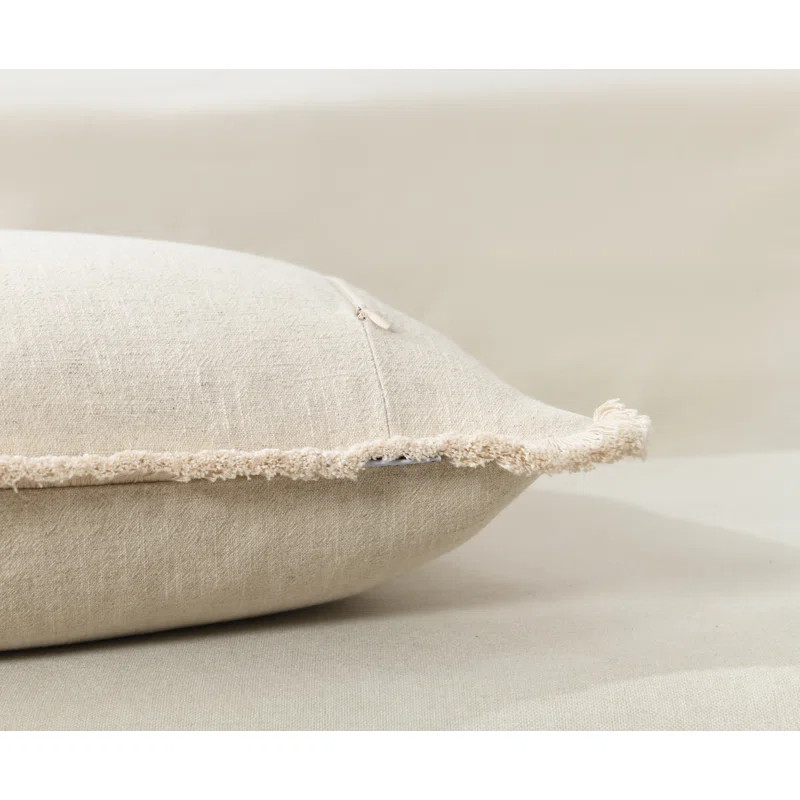 Cozy Soft Washed Linen Textured Boho Farmhouse Pillow Cover With Tassels Edge | Wayfair North America