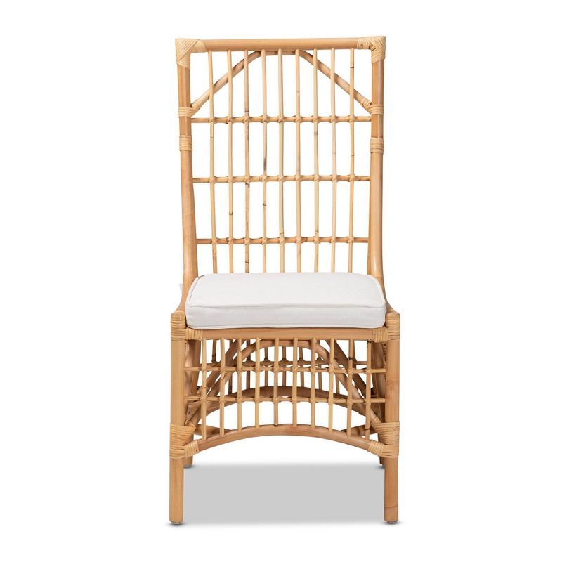 Rose Fabric Upholstered and Rattan Dining Chair White/Natural - Baxton Studio | Target