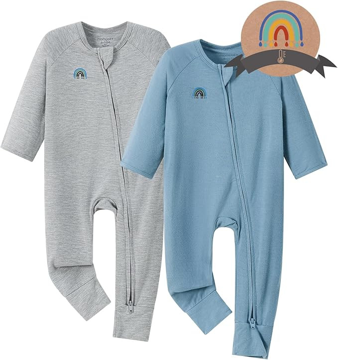 Momcozy Boy Girl Baby Pajamas Onesie, 0-24 M Temp-Sensing 2-Way Zipper Newborn Sleepers, Stretch ... | Amazon (US)