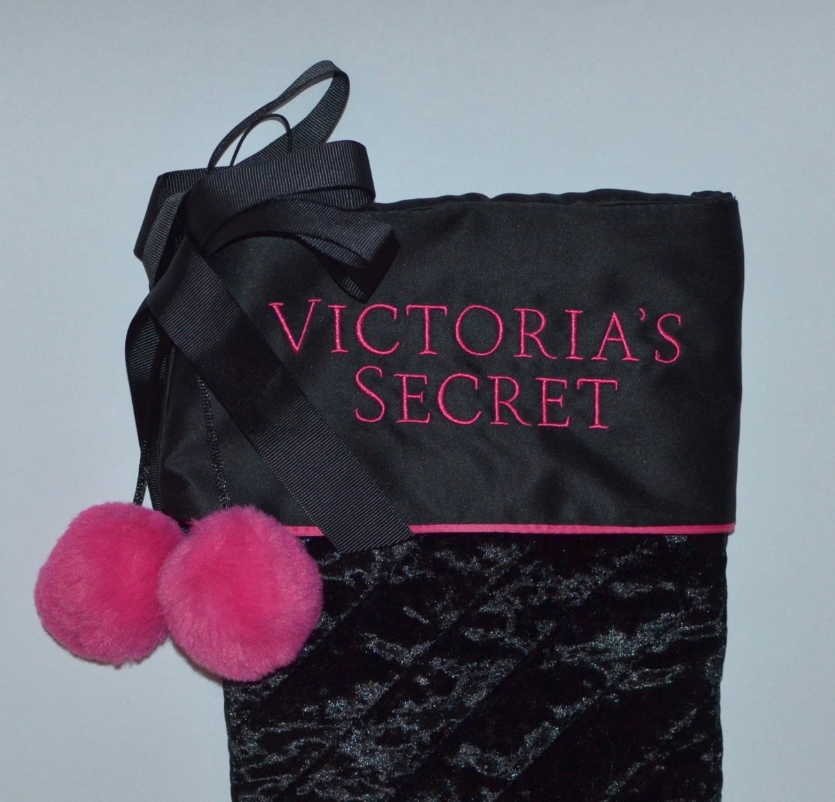 NEW VICTORIA'S SECRET HOT PINK BLACK POM STOCKING HOLIDAY CHRISTMAS LIMITED RARE | eBay US