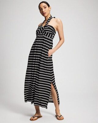 Women's Soft Jersey Twist-Front Halter Maxi Bra Dress in Black size XS | Soma | SOMA