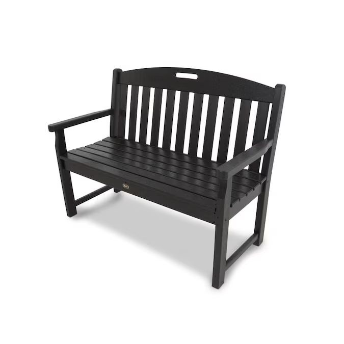Trex Outdoor Furniture Yacht Club 47.5-in W x 36-in L Charcoal Black Bench Lowes.com | Lowe's