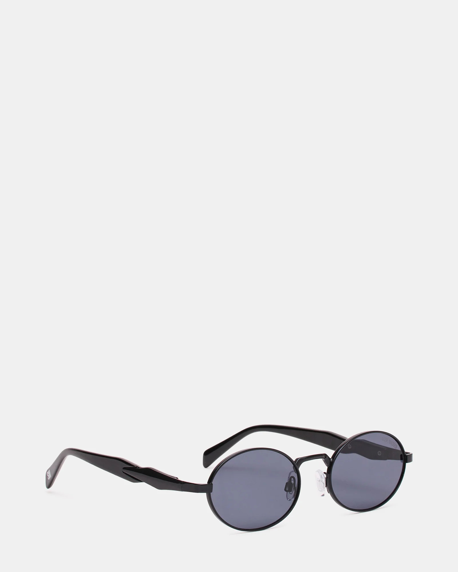 LANDY Black Frame Oval Black Lens Sunglasses | Steve Madden (US)