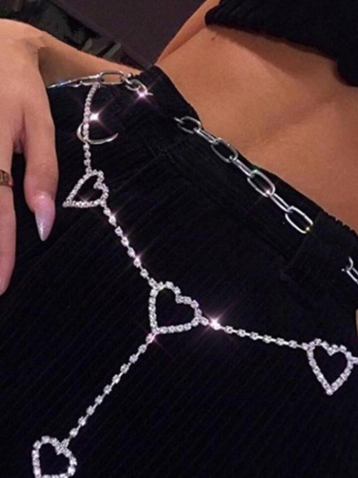 1pc Women Rhinestone Heart Decor Luxury Chain Belt For Party | SHEIN