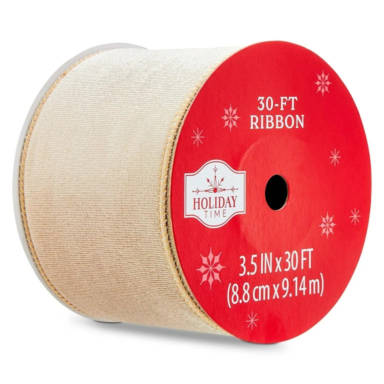 Light Brown Velvet Christmas Ribbon, 3.5" x 30', by Holiday Time | Walmart (US)