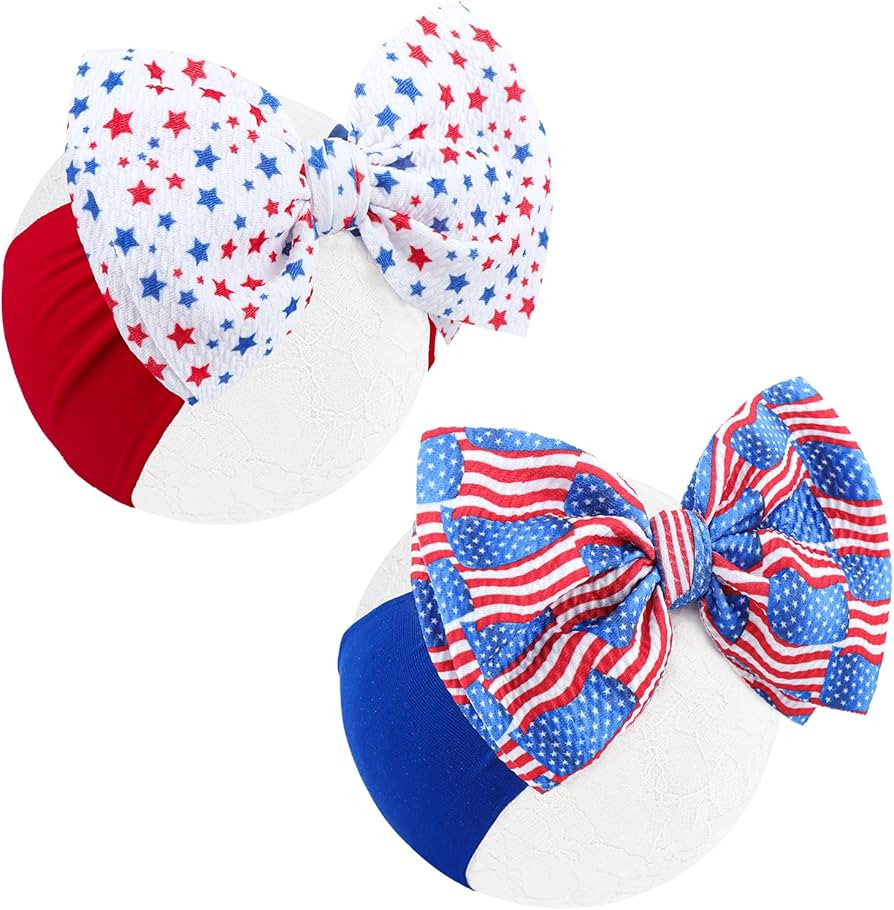 4th of July Baby Girl Bows Headbands Baby Wraps Bows Wide Headbands for Toddler Hair Accessories ... | Amazon (US)
