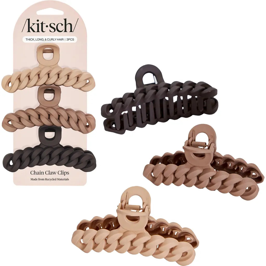 Kitsch 3-Pack Assorted Chain Claw Clips in Neutral at Nordstrom | Nordstrom