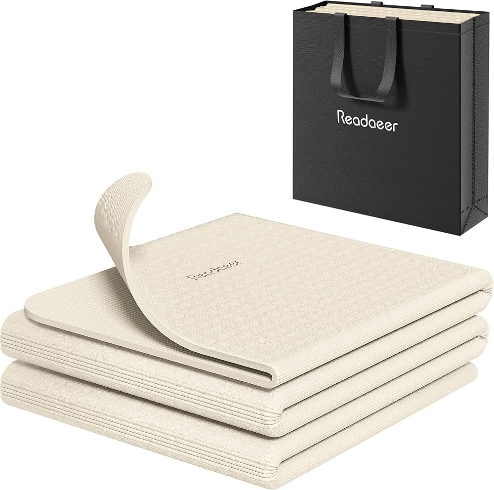 Readaeer Foldable Yoga Mat for Travel Folding Yoga Mat 6mm Thick with Carrying Bag, Non-Slip TPE ... | Amazon (US)