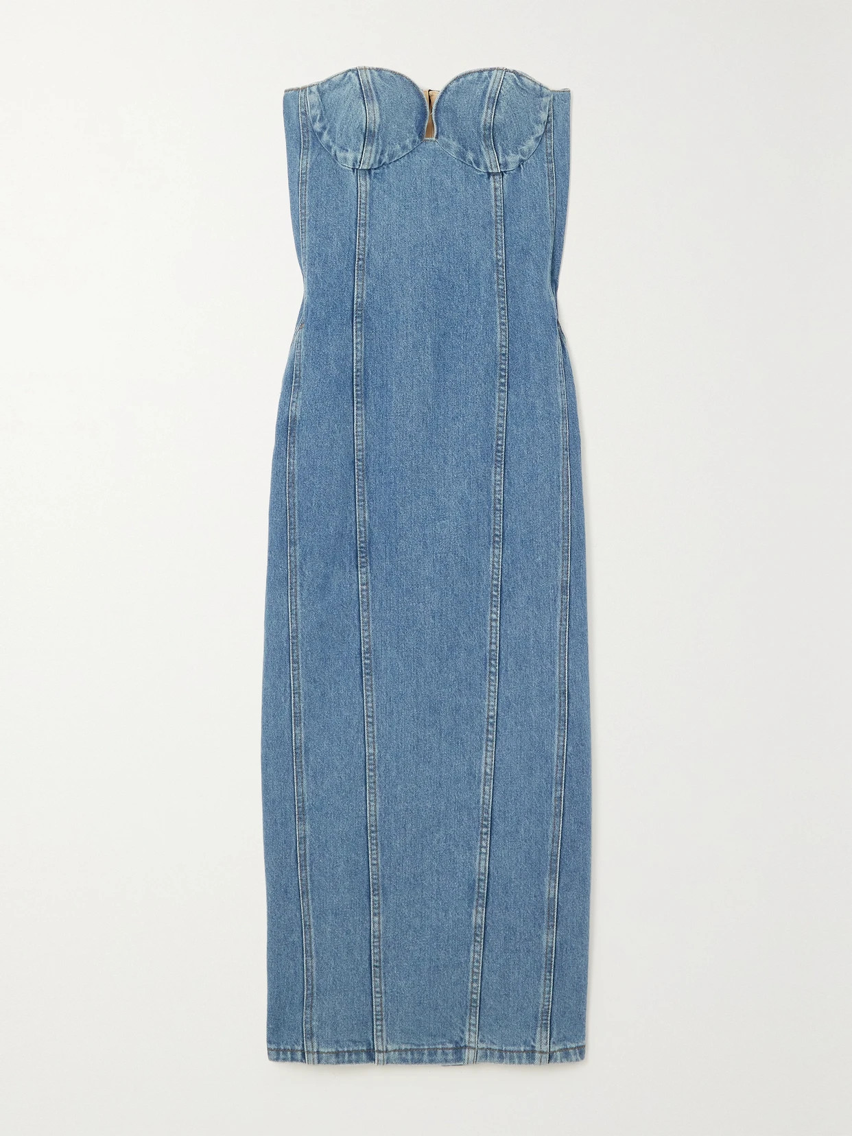 Strapless denim midi dress | NET-A-PORTER (UK & EU)