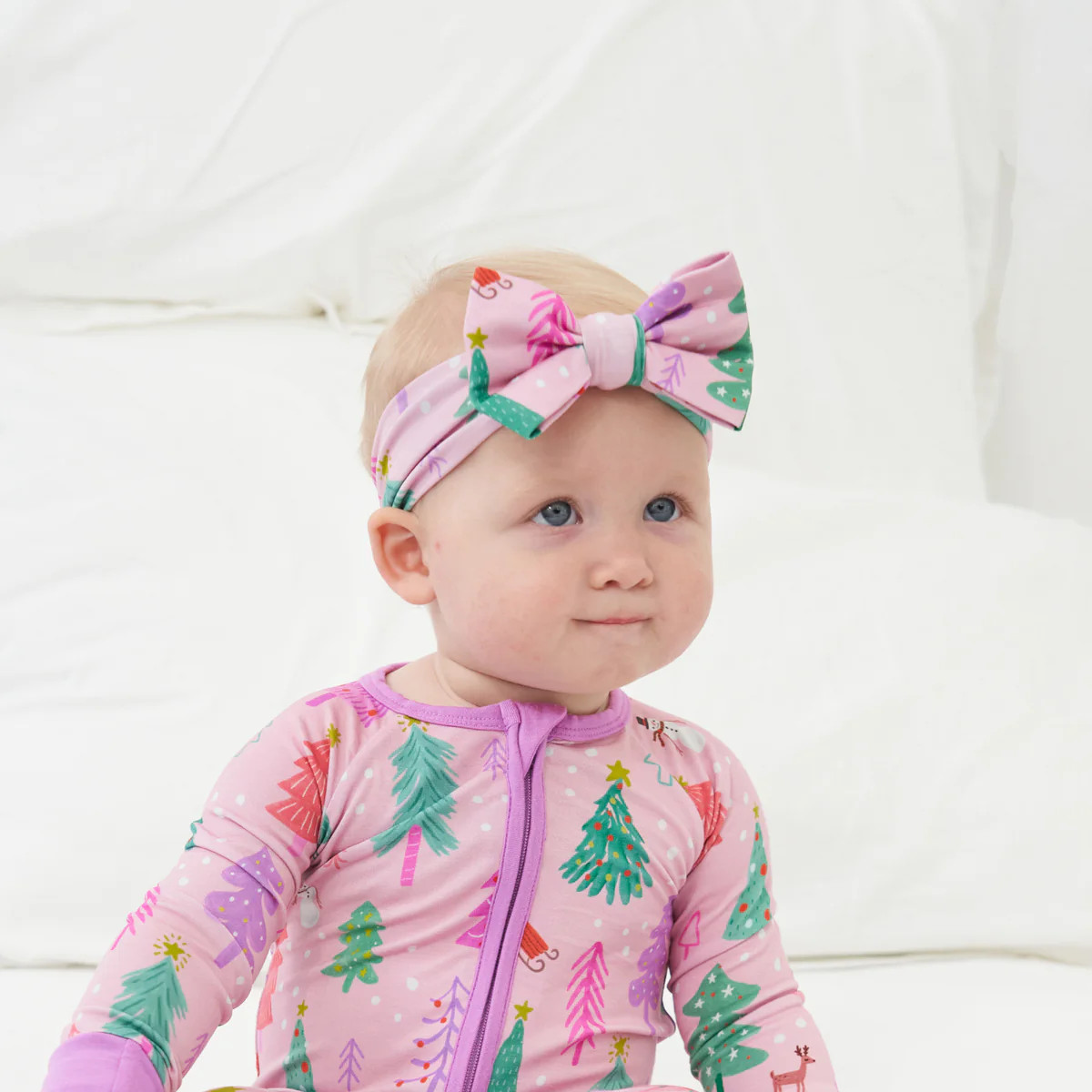 Pink Merry & Bright Luxe Bow Headband | Little Sleepies