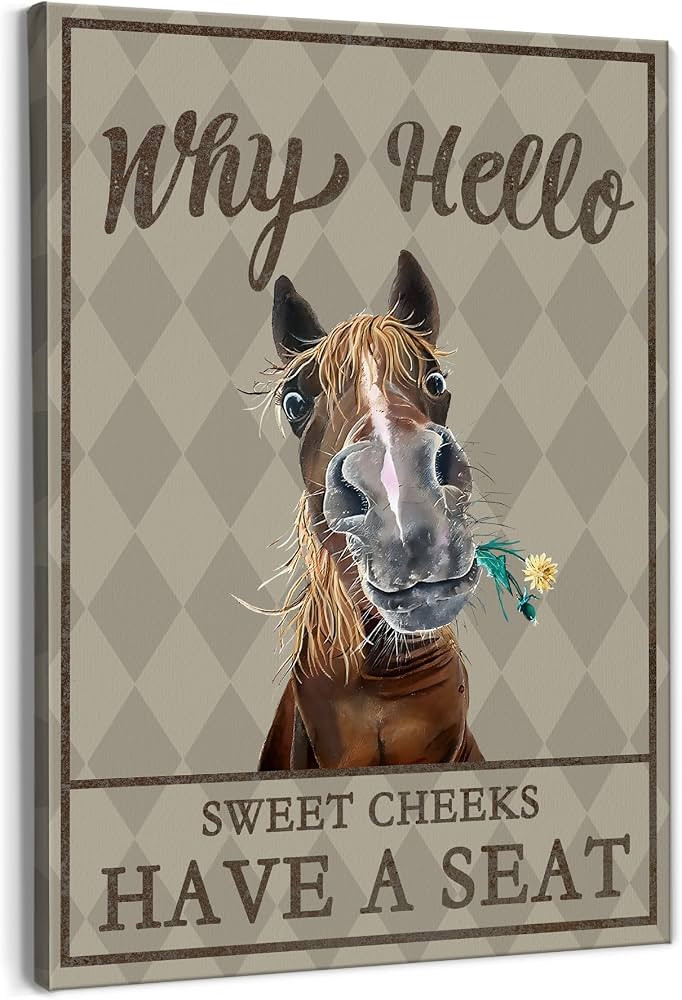 Likjad Horse Hello Sweet Cheeks Bathroom Decor, Western Bathroom Wall Art, Funny Western Horse Ca... | Amazon (US)