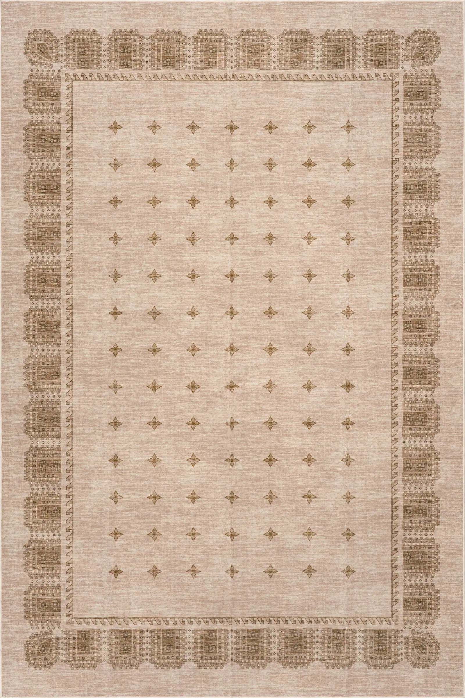 Color: BrownManvie Traditional Washable Rug | Brown Brown swatchShape: RectangleRectangleRunnerSi... | Rugs USA