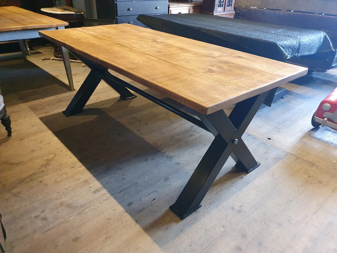 Rustic Industrial Reclaimed Metal 6ft Box X Frame Dining Table Steampunk | Etsy (US)