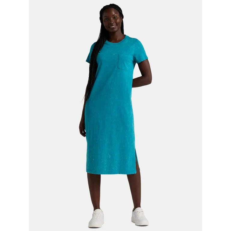 Time and Tru Women's Cotton Midi T-Shirt Dress, Sizes XS-XXXL | Walmart (US)
