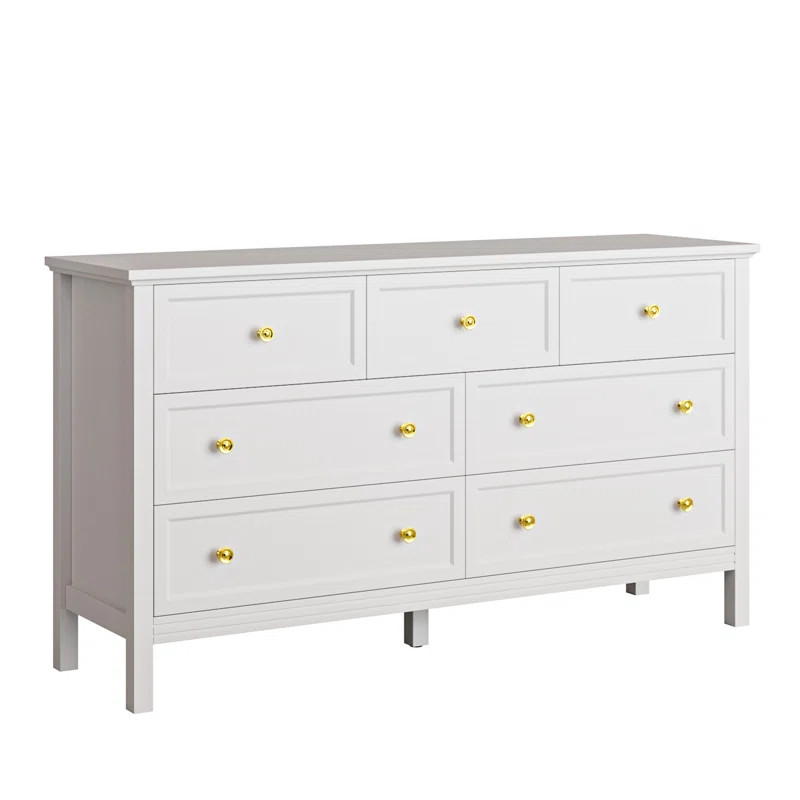 Winston Porter 7 Drawer Dresser, Modern Dresser With Gold Handles | Wayfair North America
