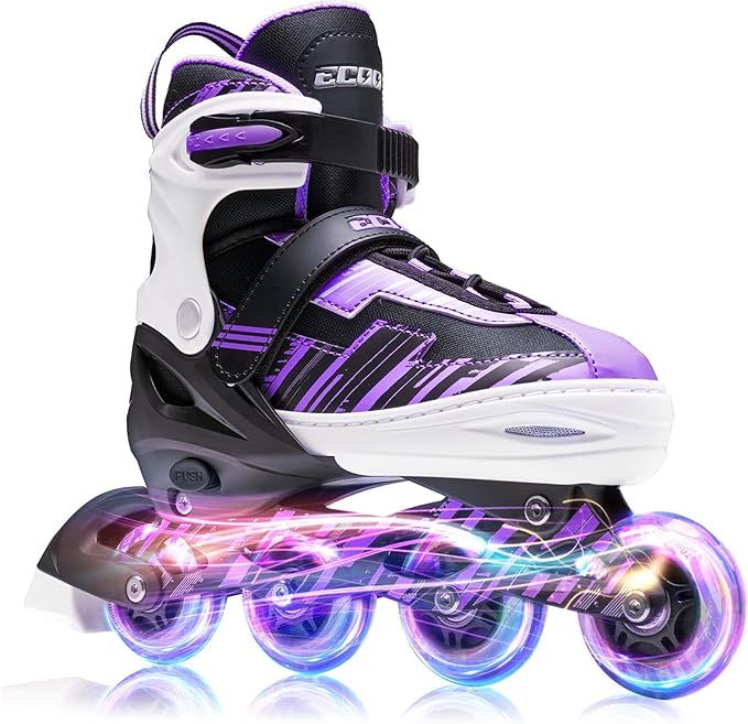 ECOO Adjustable Inline Skates Boys and Girls with Light up Wheels，Roller Skates for Kids Ages 4... | Amazon (US)