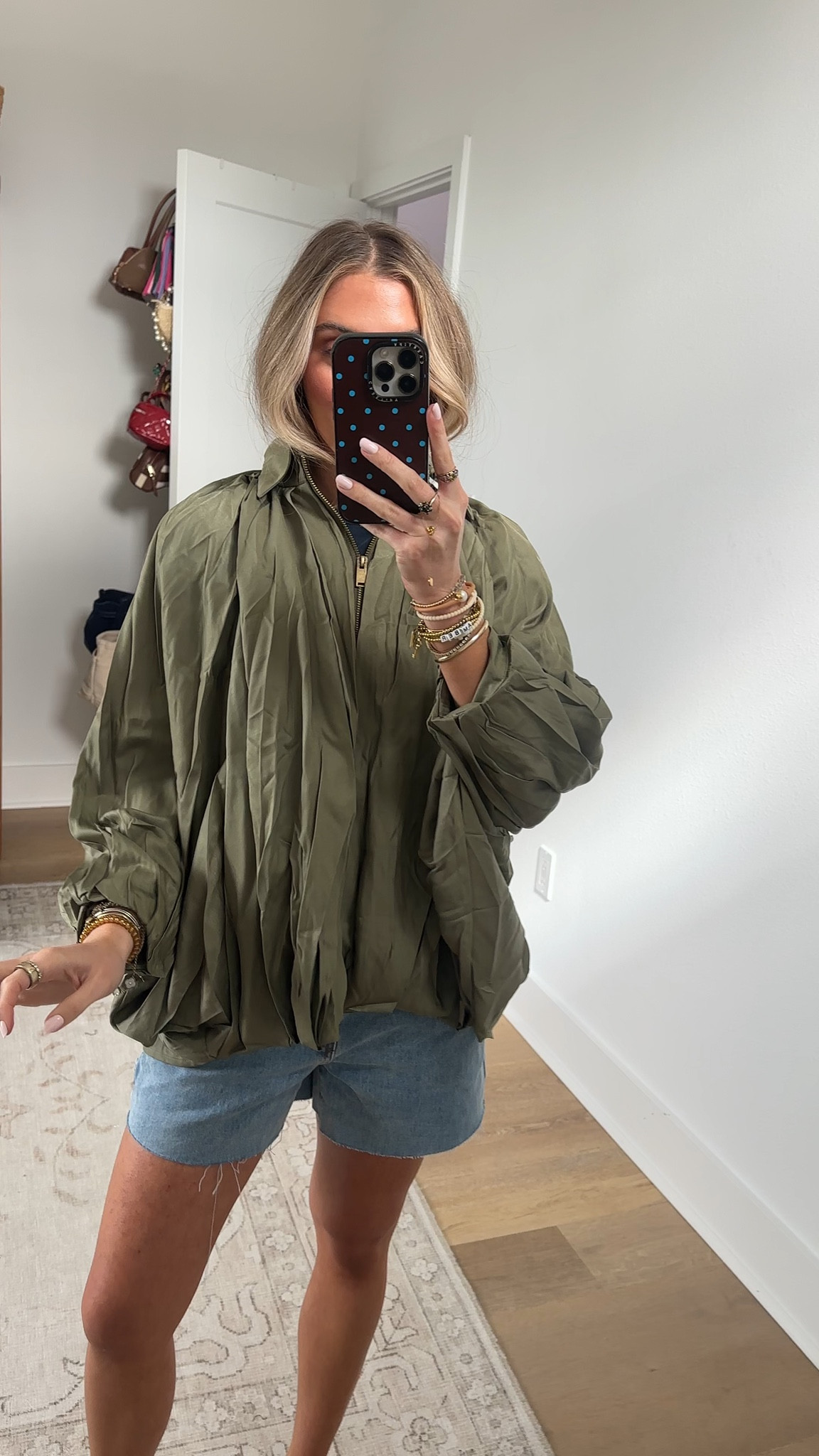 Amazon size small Women's Casual Bomber Jacket Oversized Long Sleeves Outwear with Front Zip Batwing Lapel Collar OutCoat Shirts

#LTKSaleAlert #LTKSeasonal #LTKootd