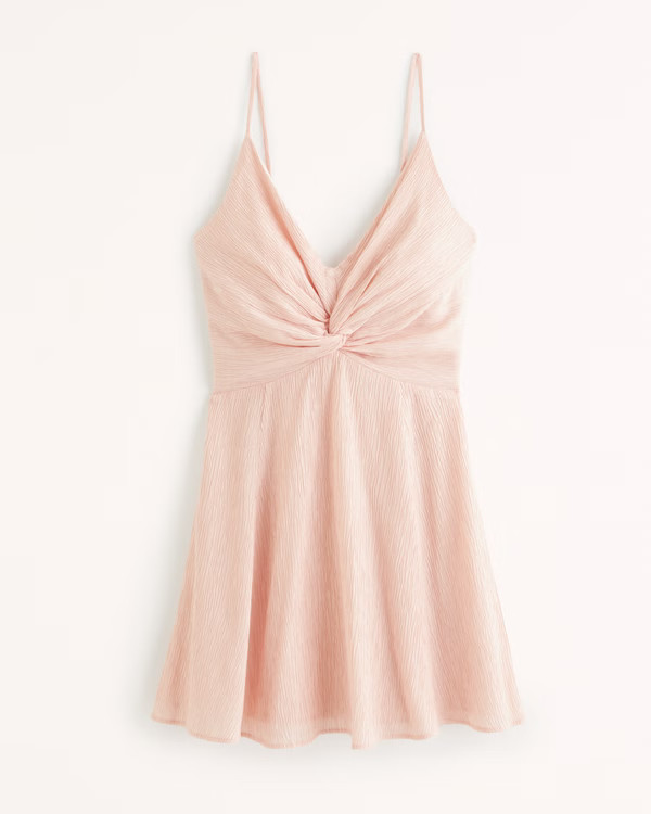 Crinkle Textured Twist-Front Mini Dress | Abercrombie & Fitch (US)