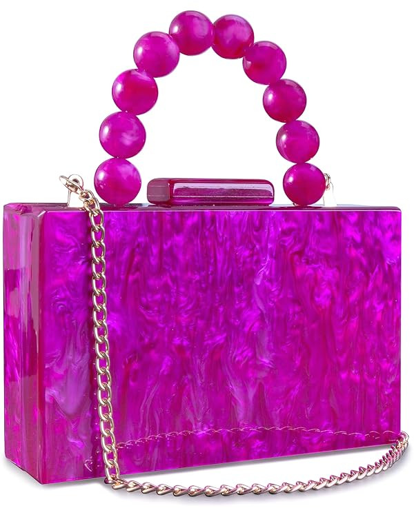 Acrylic Purses Evening Clutch Bag Marbling Handbags for Women Cross Body Bag with Pearl Chain For... | Amazon (US)