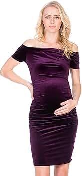My Bump Maternity Dress Velvet - Premium Soft Stretch Baby Shower Photography Party Bodycon | Amazon (US)