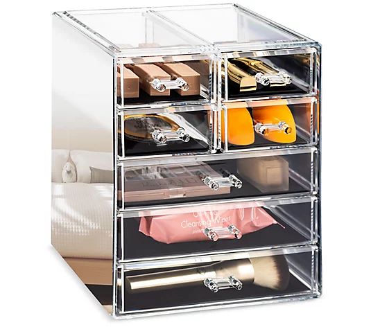 Sorbus Mirrored Makeup and Jewelry Case - 3 Lg,4 Small Drawer | QVC