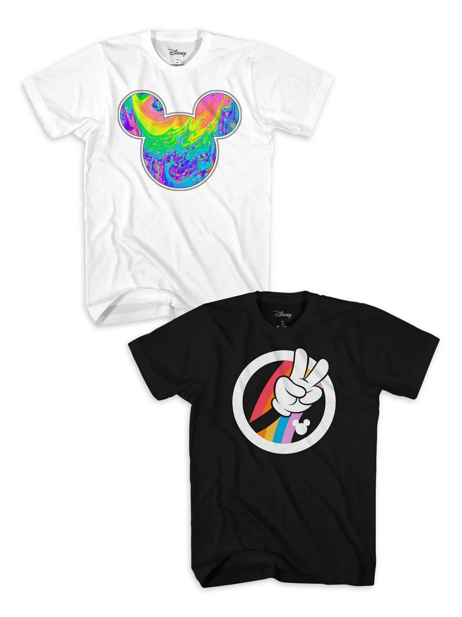 Disney Mickey Melt Peace Sign Kids' Short Sleeve Graphic T-Shirt 2-Pack, Sizes 4-18 | Walmart (US)