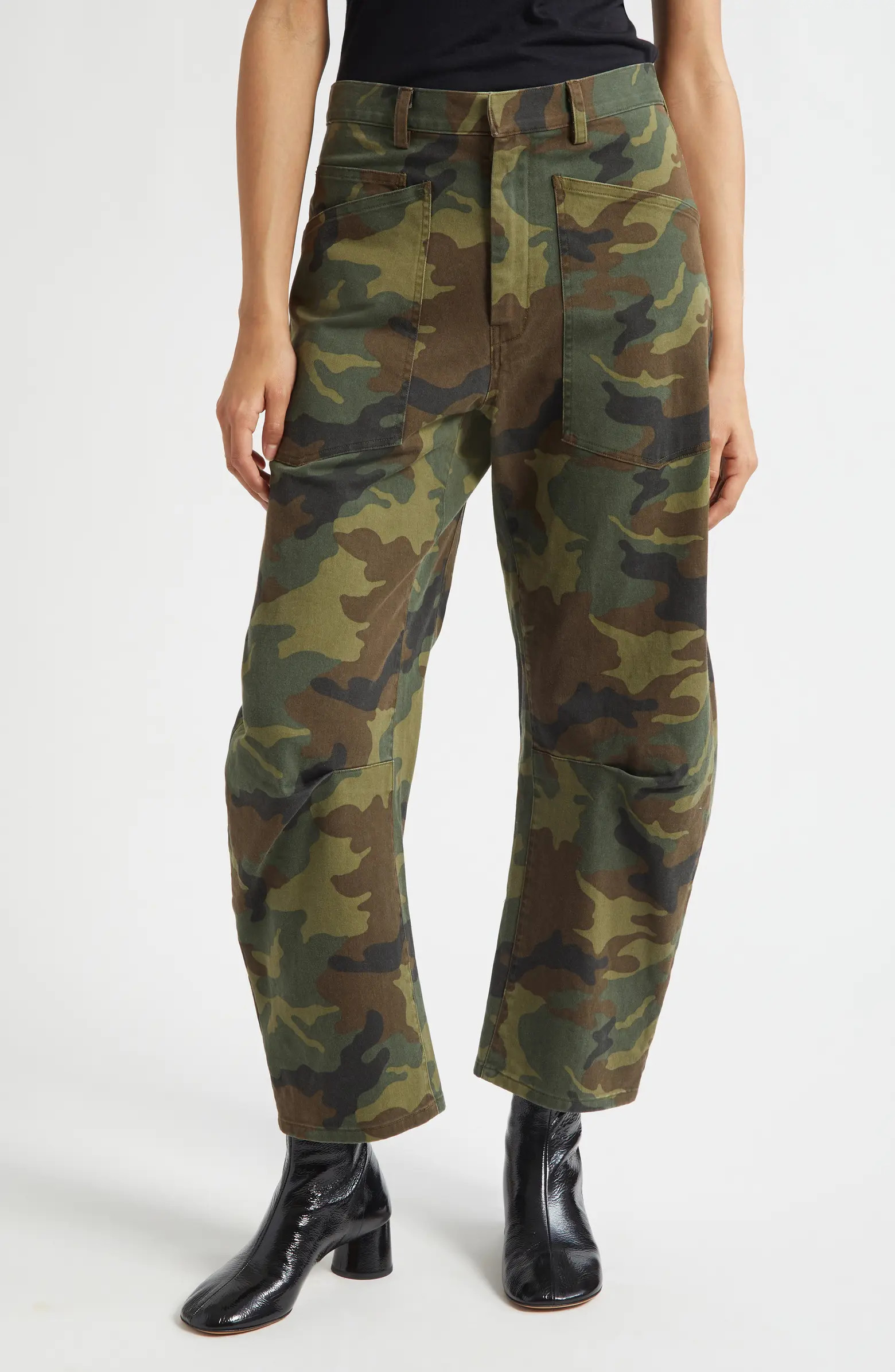 Nili Lotan Shon Camo Barrel Leg Pants | Nordstrom | Nordstrom