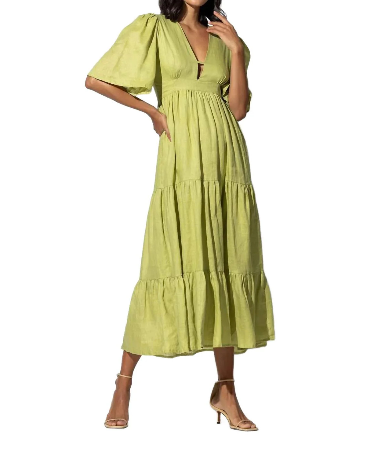 Brooklyn Linen Dress In Sage | Shop Simon