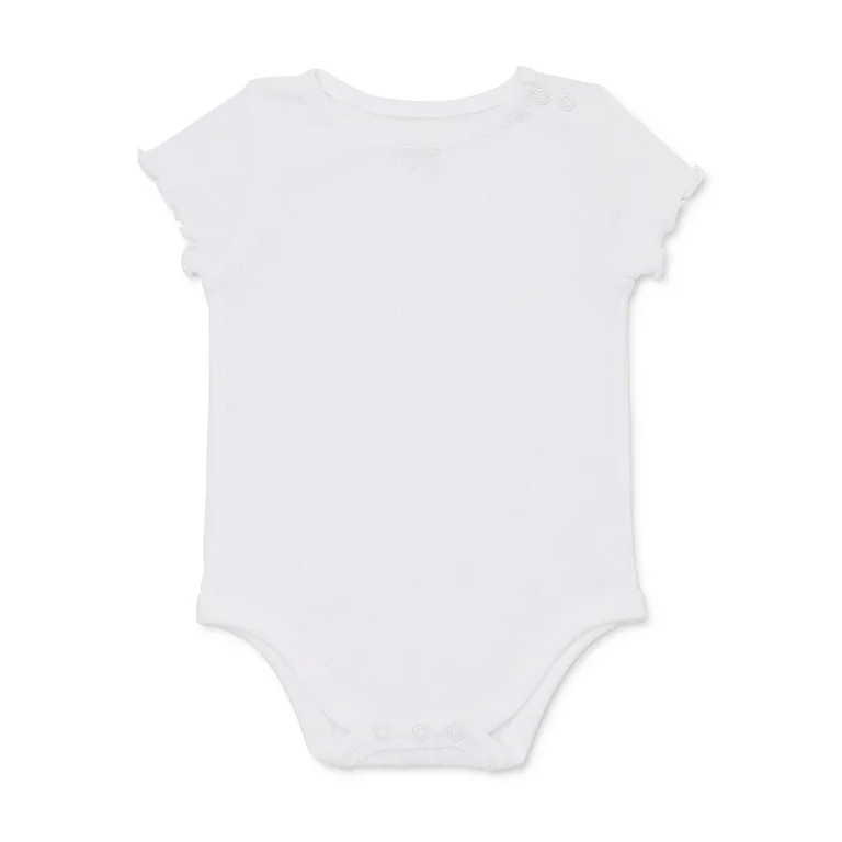 Garanimals Baby Girl Short Sleeve Pointelle Solid Bodysuit, Sizes 0-24 Months | Walmart (US)