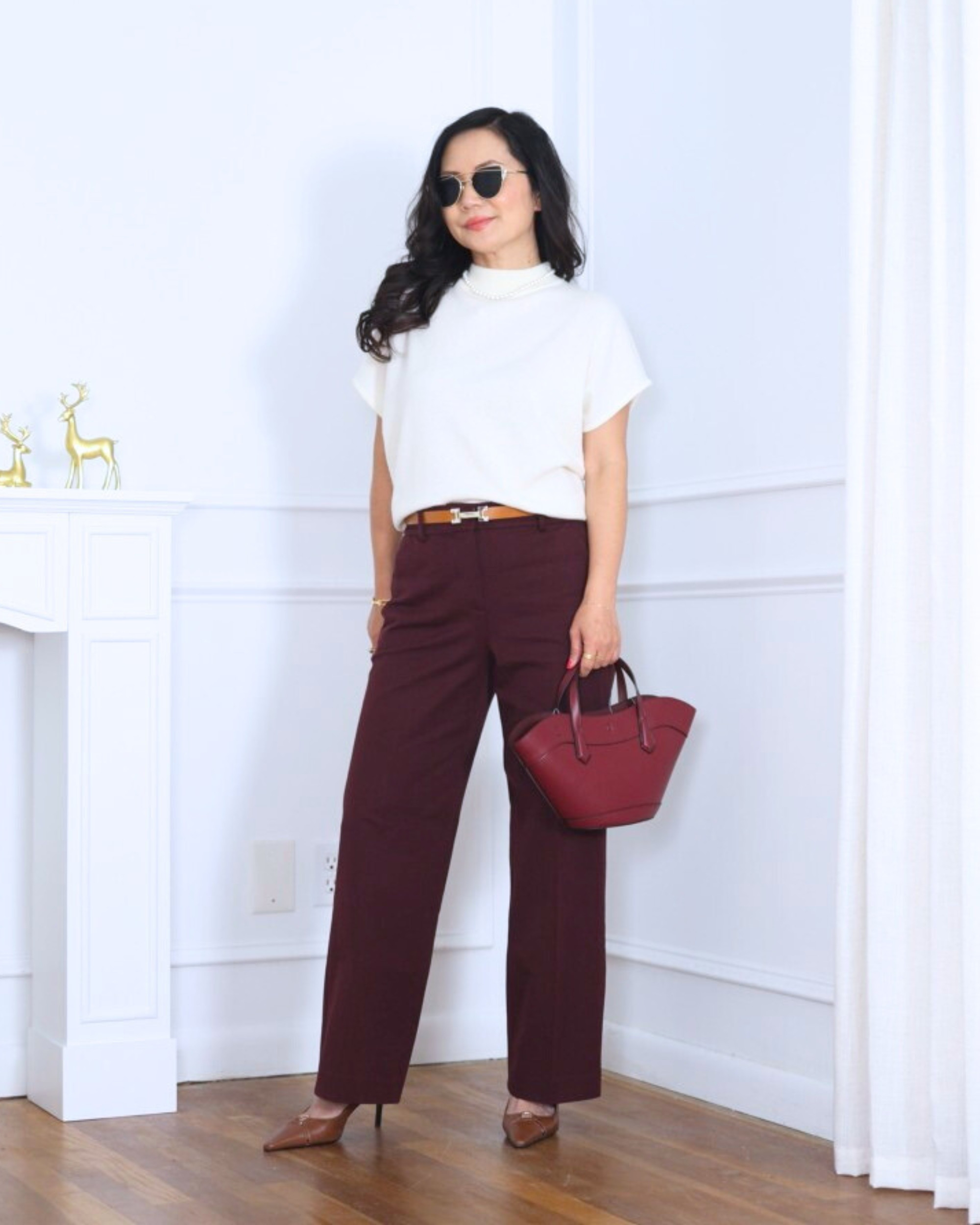 Effortlessly chic — this mock neck sweater and leather heels from Mango paired with burgundy wide-leg pants from J.Crew Factory make a polished, cozy look perfect for fall days or casual meetings. I’m 5’2, wearing size XS.

#LTKOver40 #LTKPetite #LTKootd