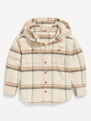 Long-Sleeve Hooded Flannel Shirt for Toddler Boys | Old Navy (CA)