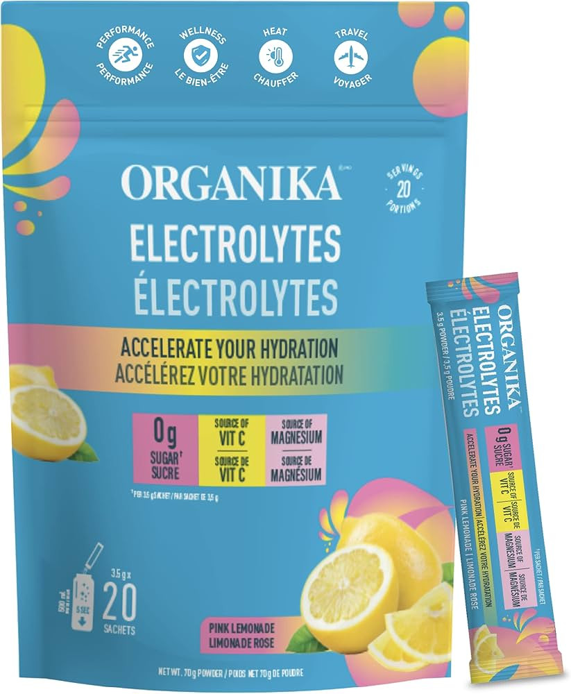 Organika Electrolytes Powder- Pink Lemonade Sachets- On the Go Sugar Free Hydration and Electroly... | Amazon (CA)