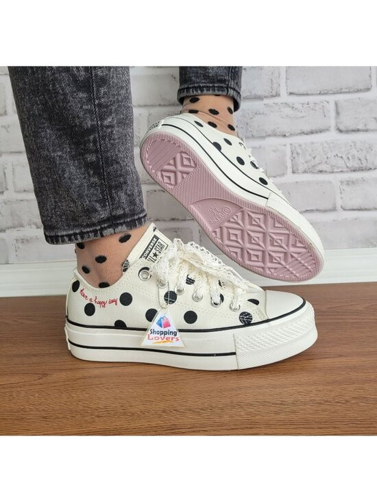 ❤️Chuck Taylor All Star Lift Platform Polka Dots 10 Women Shoes White A10689C❤️ | Poshmark