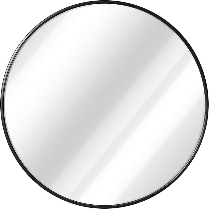 Round Mirror, Black 24 inch Wall Mirror for Entryway, Bathroom, Living Room and More, Modern Mini... | Amazon (US)