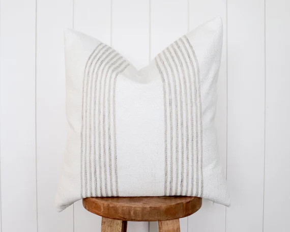 Woven Ivory Oatmeal Stripe Pillow Cover  Heavyweight Ivory | Etsy | Etsy (US)
