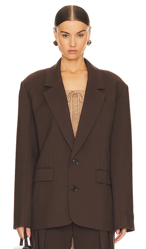 Helsa Oversized Suit Blazer in Chocolate. Size L. | Revolve Clothing (Global)