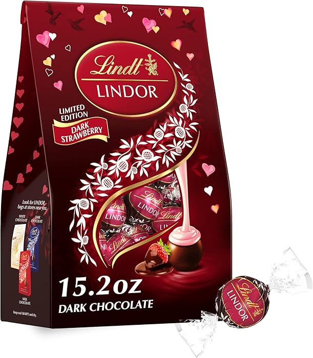 Lindt LINDOR Strawberry Dark Chocolate Candy Truffles, Valentine's Day Dark Chocolate with Smooth... | Amazon (US)
