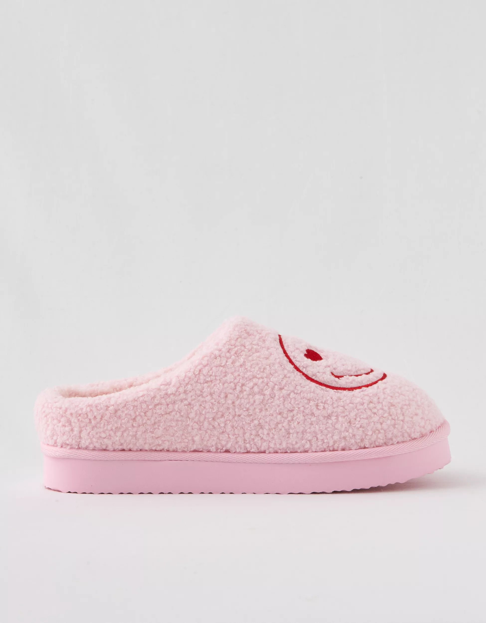 Aerie Smiley® Sherpa Scuff Slippers | American Eagle Outfitters (US & CA)