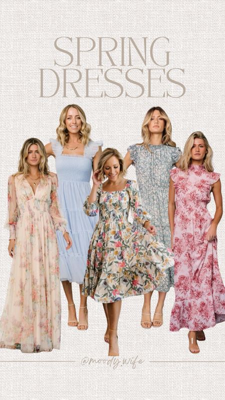 Spring dresses that would be perfect for Easter 2024! Pastel colored dresses, floral dresses, ruffle dresses and flowy dresses. So many beautiful styles that could be work for a spring party, easter brunch, or as a wedding guest dress! #easterdress #springdress #bridalshowerdress #weddingguestdress #balticborn #LTKSpringSale 

#LTKfindsunder100 #LTKstyletip #LTKbump